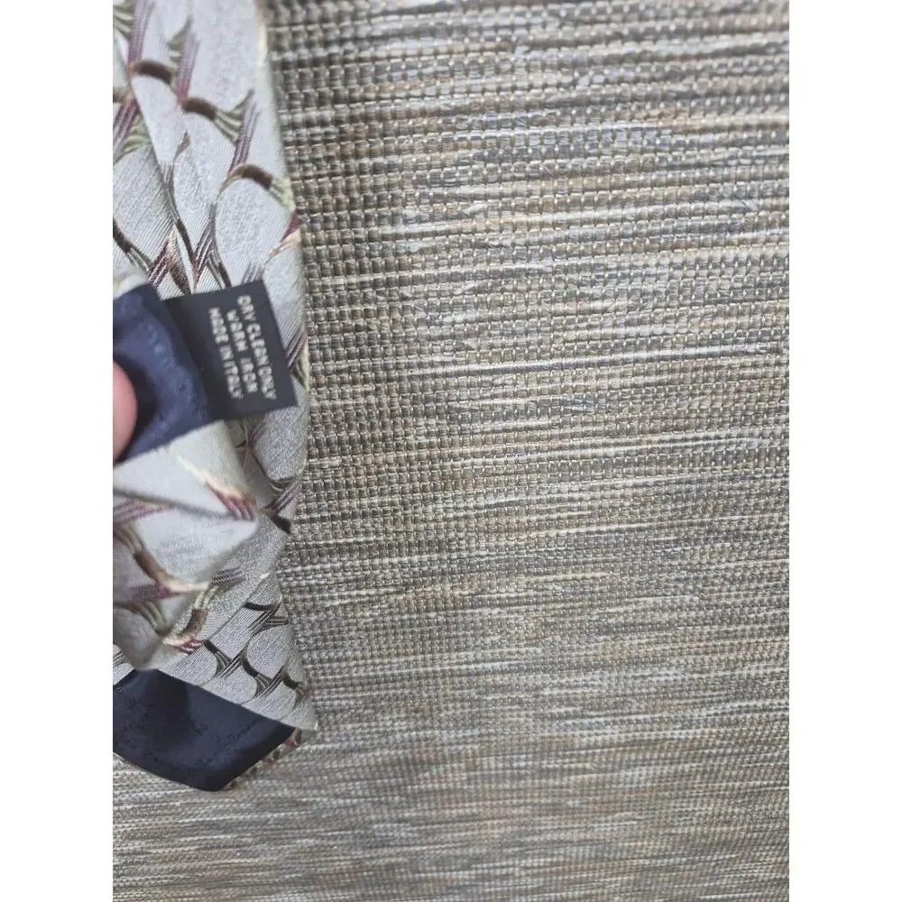 Ermenegildo Zegna Tie Mens Gray Silk Geometric Woven Classic Necktie Made Italy